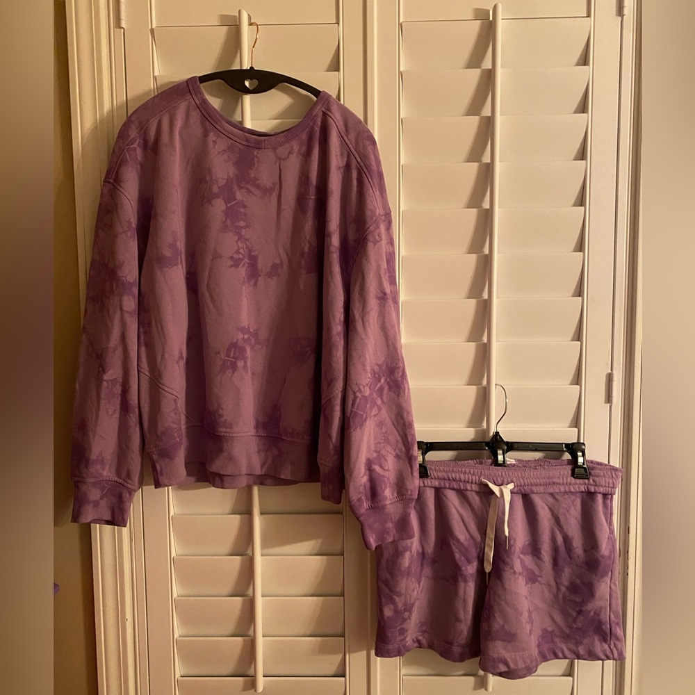 Purple sweatshirt and shorts set #81